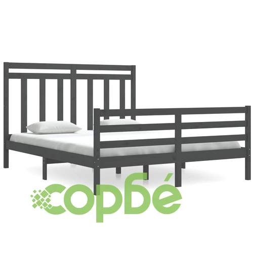 Рамка за легло, сива, дърво масив, 160х200 см ➤ топ цена ➤ sorbe.bg