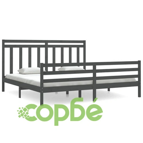 Рамка за легло, сива, дърво масив, 200х200 см ➤ топ цена ➤ sorbe.bg