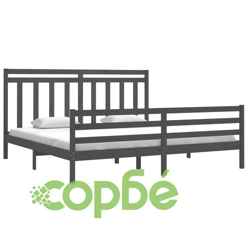 Рамка за легло, сива, дърво масив, 200х200 см ➤ топ цена ➤ sorbe.bg