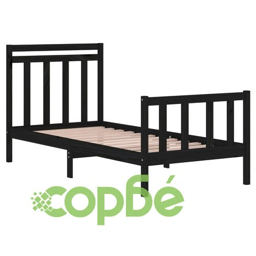 Рамка за легло черна масивно дърво 75x190 см Small Single ➤ топ цена ➤ sorbe.bg