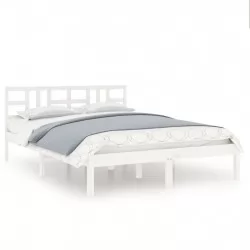 Рамка за легло, бяла, дърво масив, 140x190 см