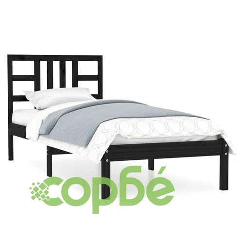 Рамка за легло, черна, дърво масив, 100х200 см ➤ топ цена ➤ sorbe.bg