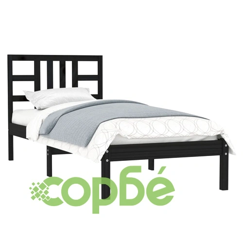 Рамка за легло, черна, дърво масив, 100х200 см ➤ топ цена ➤ sorbe.bg