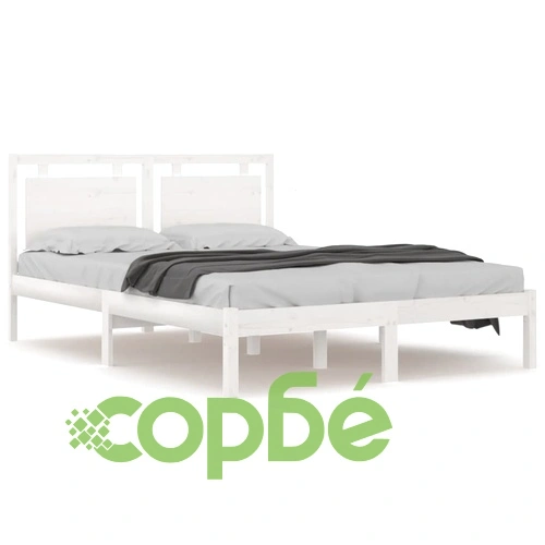 Рамка за легло, бяла, дърво масив, 140x190 см ➤ топ цена ➤ sorbe.bg