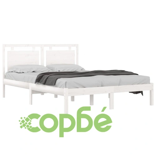 Рамка за легло, бяла, дърво масив, 140x190 см ➤ топ цена ➤ sorbe.bg