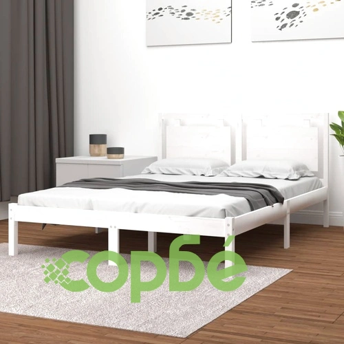 Рамка за легло, бяла, дърво масив, 140x190 см ➤ топ цена ➤ sorbe.bg