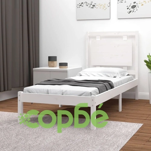 Рамка за легло, бяла, дърво масив, 90х200 см ➤ топ цена ➤ sorbe.bg