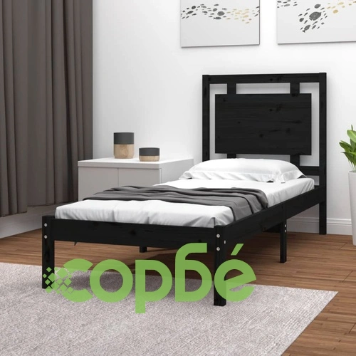 Рамка за легло, черна, дърво масив, 90х200 см ➤ топ цена ➤ sorbe.bg