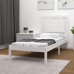 Рамка за легло, бяла, дърво масив, 100x200 см