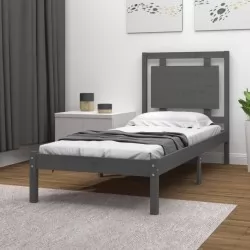 Рамка за легло, сива, дърво масив, 100х200 см