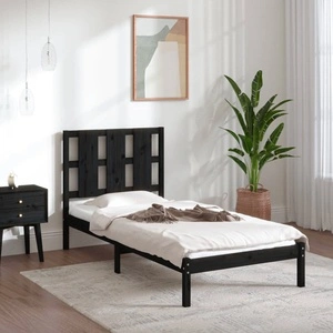 Рамка за легло, черна, бор масив, 90х200 см