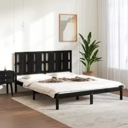 Рамка за легло, черна, масивно дърво, 150x200 см, 5FT King Size
