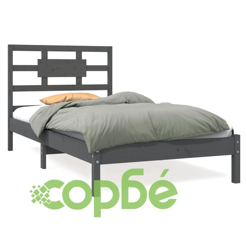 Рамка за легло, сива, дърво масив, 90х200 см ➤ топ цена ➤ sorbe.bg