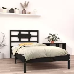 Рамка за легло, черна, дърво масив, 90х200 см