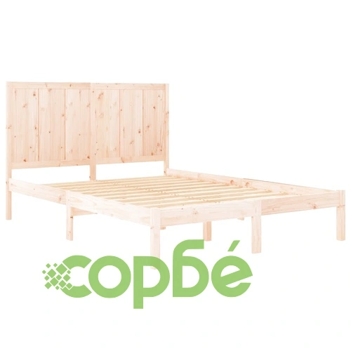 Рамка за легло без матрак, 135x190 см, масивна чамова дървесина ➤ топ цена ➤ sorbe.bg