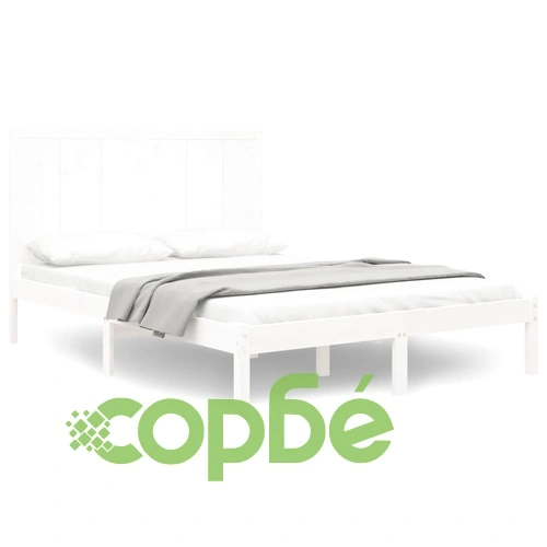Рамка за легло без матрак, бял, 140x190 см, бор масив ➤ топ цена ➤ sorbe.bg