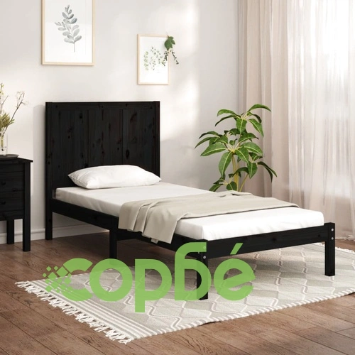 Рамка за легло, черна, бор масив, 90х200 см ➤ топ цена ➤ sorbe.bg