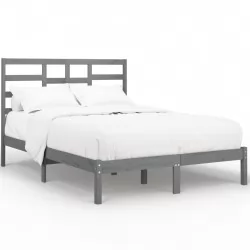 Рамка за легло, сива, дърво масив, 140x190 см