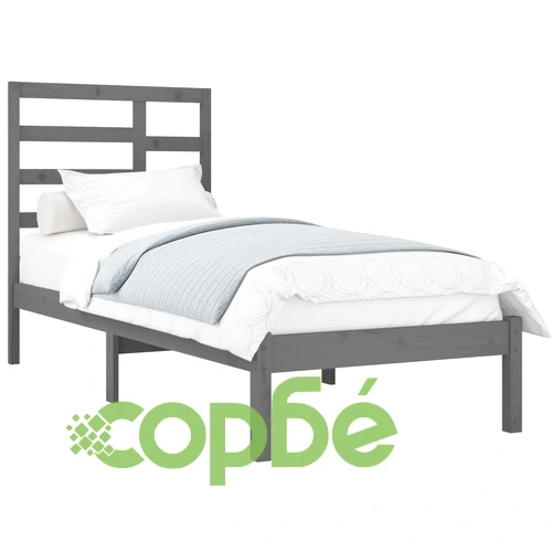 Рамка за легло, сива, дърво масив, 90х200 см ➤ топ цена ➤ sorbe.bg