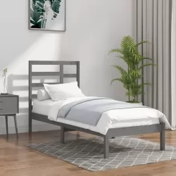 Рамка за легло, сива, дърво масив, 90х200 см