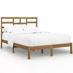Рамка за легло меденокафява дърво масив 150x200см 5FT King Size