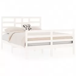 Рамка за легло, бяла, дърво масив, 140x190 см  