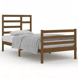 Рамка за легло, меденокафява, дърво масив, 90x200 см