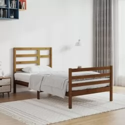 Рамка за легло, меденокафява, дърво масив, 90x200 см