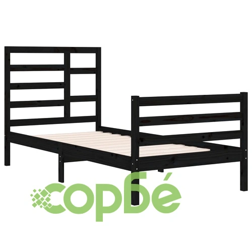 Рамка за легло, черна, дърво масив, 90х200 см ➤ топ цена ➤ sorbe.bg