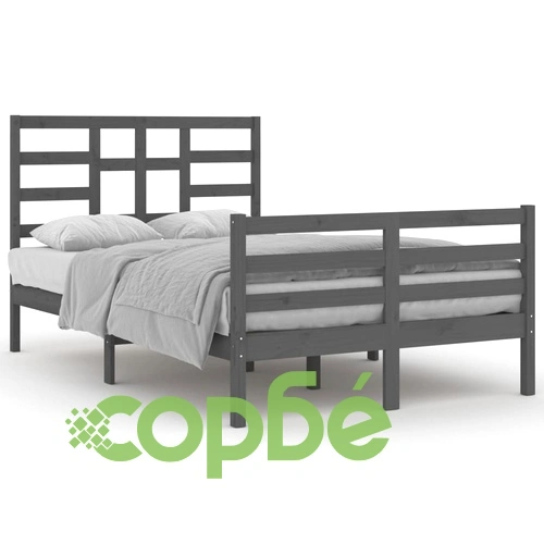 Рамка за легло, сива, масивно дърво, 120х200 см ➤ топ цена ➤ sorbe.bg