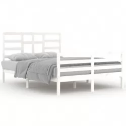 Рамка за легло, бяла, дърво масив, 140x200 см