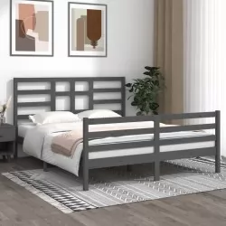 Рамка за легло, сива, дърво масив, 160х200 см