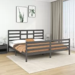 Рамка за легло, сива, дърво масив, 200х200 см