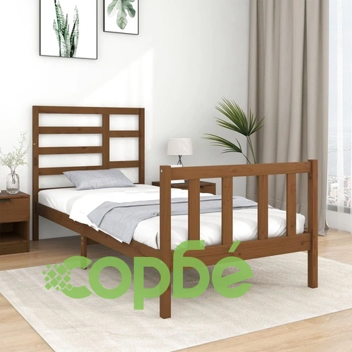 Рамка за легло меденокафява дърво 75x190 см Small Single ➤ топ цена ➤ sorbe.bg