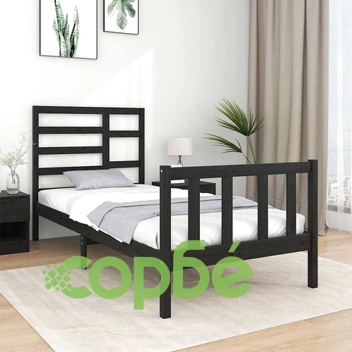 Рамка за легло черна масивно дърво 75x190 см Small Single ➤ топ цена ➤ sorbe.bg