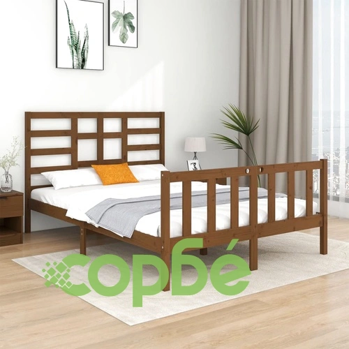 Рамка за легло меденокафява дърво 120x190 см Small Double ➤ топ цена ➤ sorbe.bg