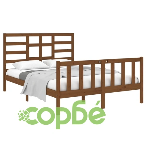 Рамка за легло, меденокафява, масивно дърво, 140х190 см ➤ топ цена ➤ sorbe.bg