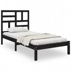 Рамка за легло, черна, дърво масив, 90х200 см