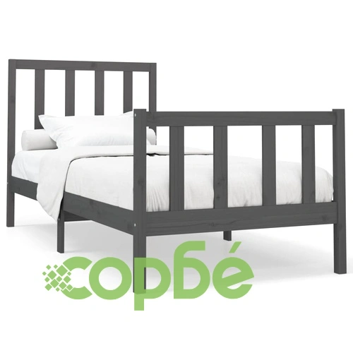 Рамка за легло, сива, бор масив, 90х200 см ➤ топ цена ➤ sorbe.bg