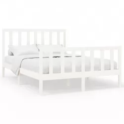 Рамка за легло, бяла, бор масив, 140x200 см