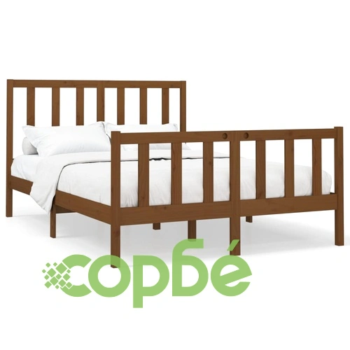Рамка за легло меденокафява бор масив 150x200 cм King Size ➤ топ цена ➤ sorbe.bg
