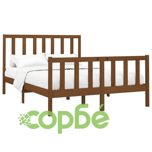 Рамка за легло меденокафява бор масив 150x200 cм King Size ➤ топ цена ➤ sorbe.bg