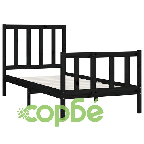 Рамка за легло, черна, масивно дърво, 100х200 см ➤ топ цена ➤ sorbe.bg