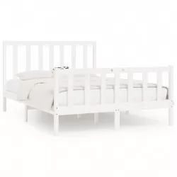 Рамка за легло, бяла, дърво масив, 150x200 см, 5FT King Size