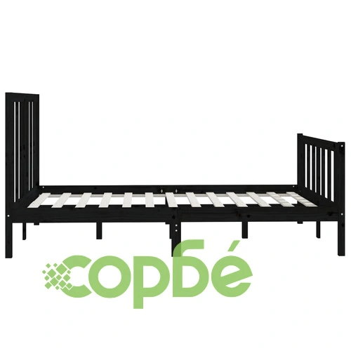 Рамка за легло, черна, дърво масив, 150x200 cм, King Size ➤ топ цена ➤ sorbe.bg