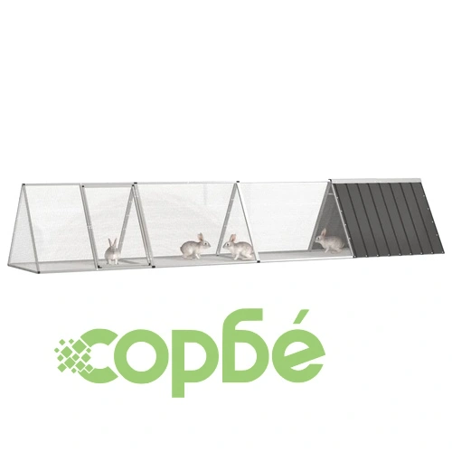 Клетка за зайци антрацит 403,5x80,5x71 см поцинкована стомана ➤ топ цена ➤ sorbe.bg