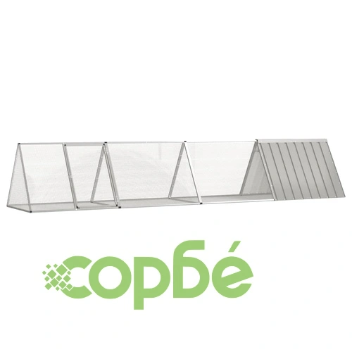 Клетка за зайци сива 403,5x80,5x71 см поцинкована стомана ➤ топ цена ➤ sorbe.bg