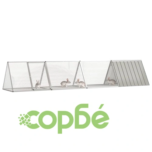 Клетка за зайци сива 403,5x80,5x71 см поцинкована стомана ➤ топ цена ➤ sorbe.bg