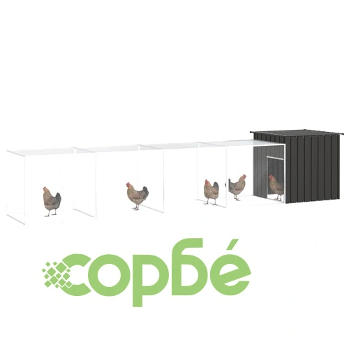 Клетка за пилета, антрацит, 500x91x100 см, поцинкована стомана ➤ топ цена ➤ sorbe.bg