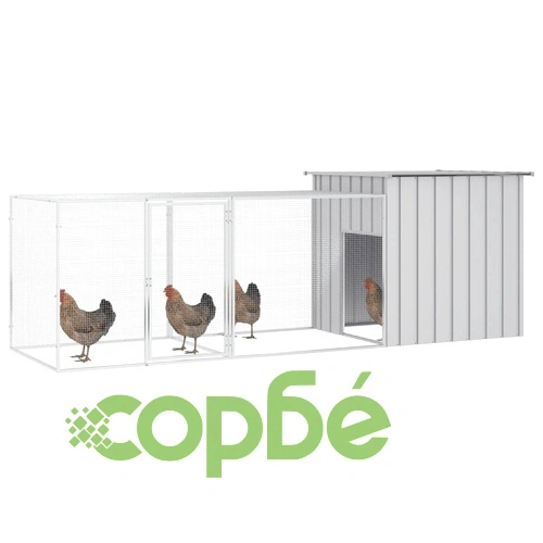 Клетка за пилета сива 300x91x100 см поцинкована стомана ➤ топ цена ➤ sorbe.bg